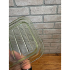 1930s Uranium Glass Kitchen Refrigerator Storage Box Glows W/ Lid Green Depression