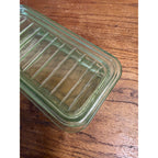 1930s Uranium Glass Kitchen Refrigerator Storage Box Glows W/ Lid Green Depression