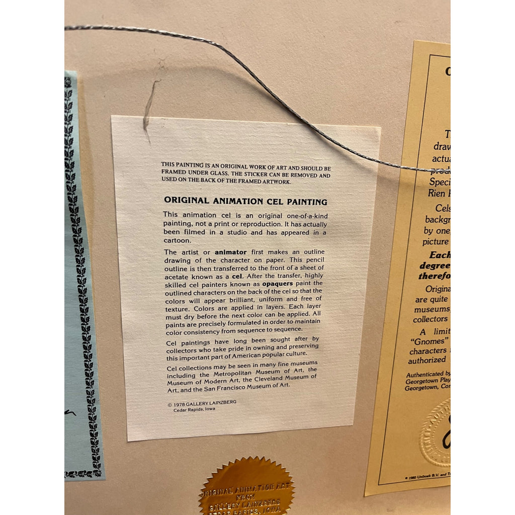 Original 1980 Gnomes CBS Film Animation Cel Framed Wil Hugen