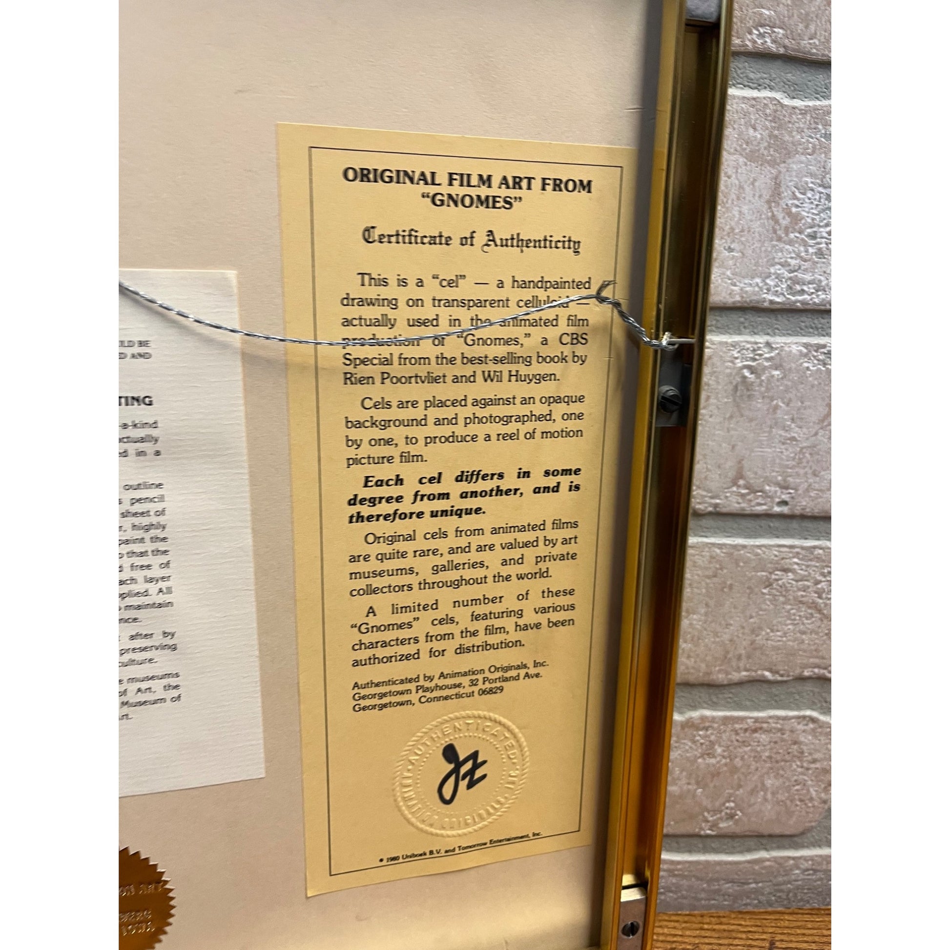 Original 1980 Gnomes CBS Film Animation Cel Framed Wil Hugen