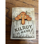 WWII Wooden Kilroy Was Here Pocket Peeper Peekie On Original Card WW2 Vintage