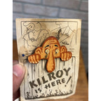 WWII Wooden Kilroy Was Here Pocket Peeper Peekie On Original Card WW2 Vintage