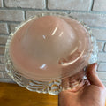 Art Deco Floral Pastel Pink Ceiling Light Shade Clear Drape Glass 3 Chain MCM