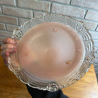 Art Deco Floral Pastel Pink Ceiling Light Shade Clear Drape Glass 3 Chain MCM