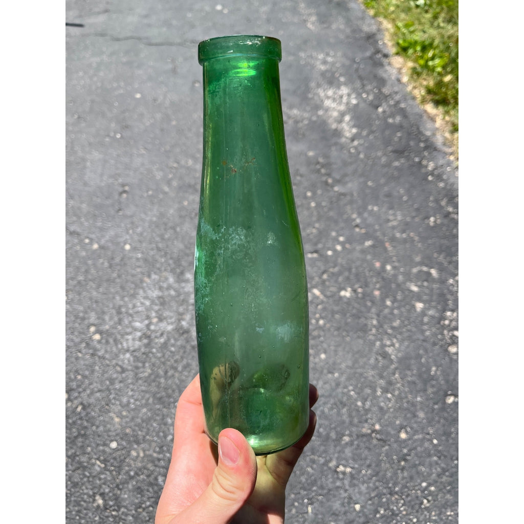 Antique c1870s Deep Green Food Preserve Pickle Condiment Glass Bottle Jar 8.5"