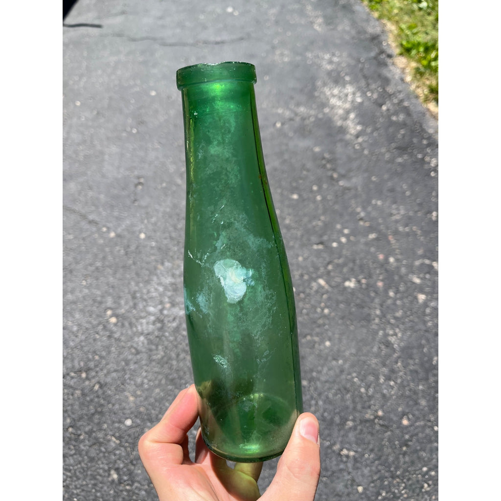 Antique c1870s Deep Green Food Preserve Pickle Condiment Glass Bottle Jar 8.5"
