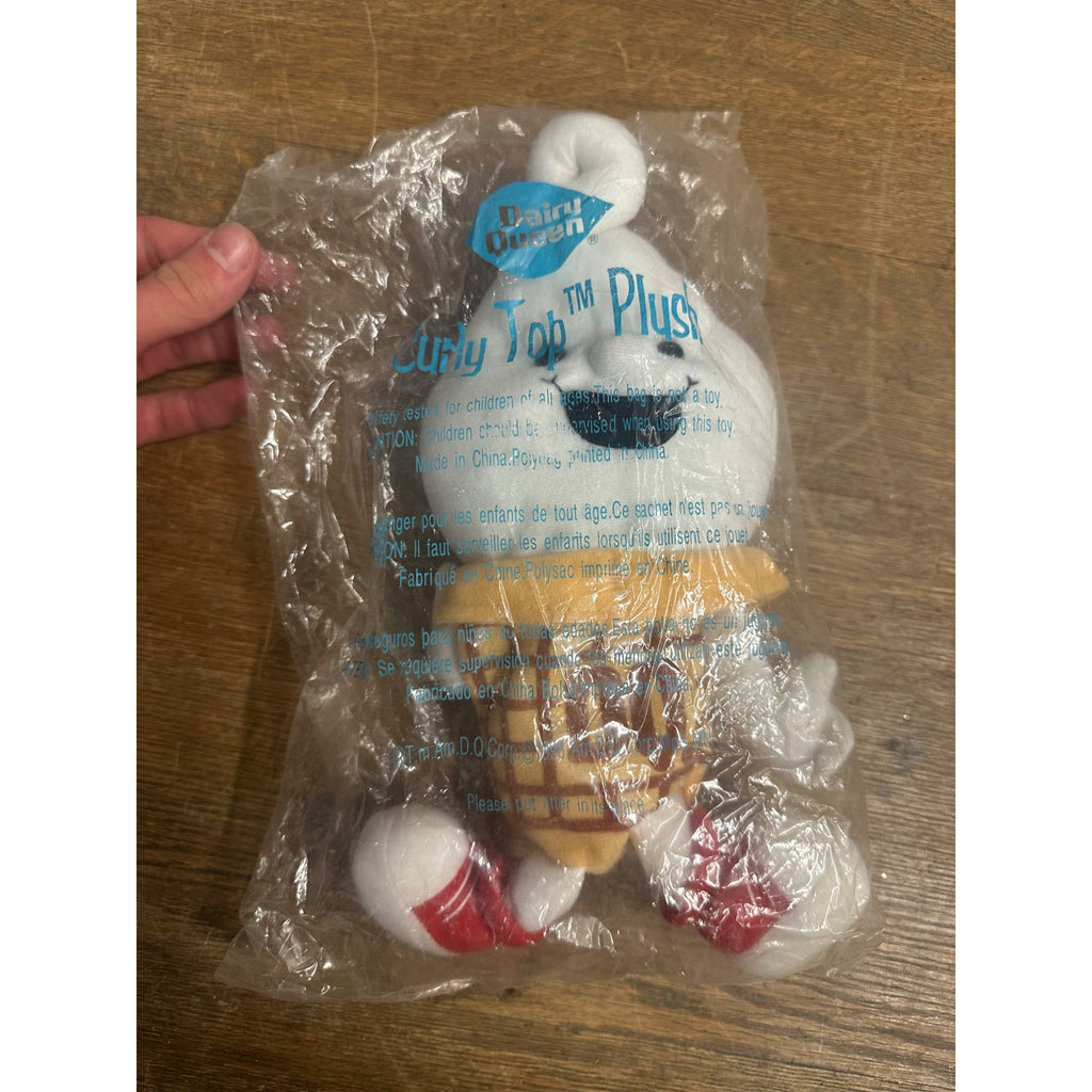 1998 Dairy Queen Curly Top Vanilla Ice Cream Cone Bean Bag Plush DQ Sealed