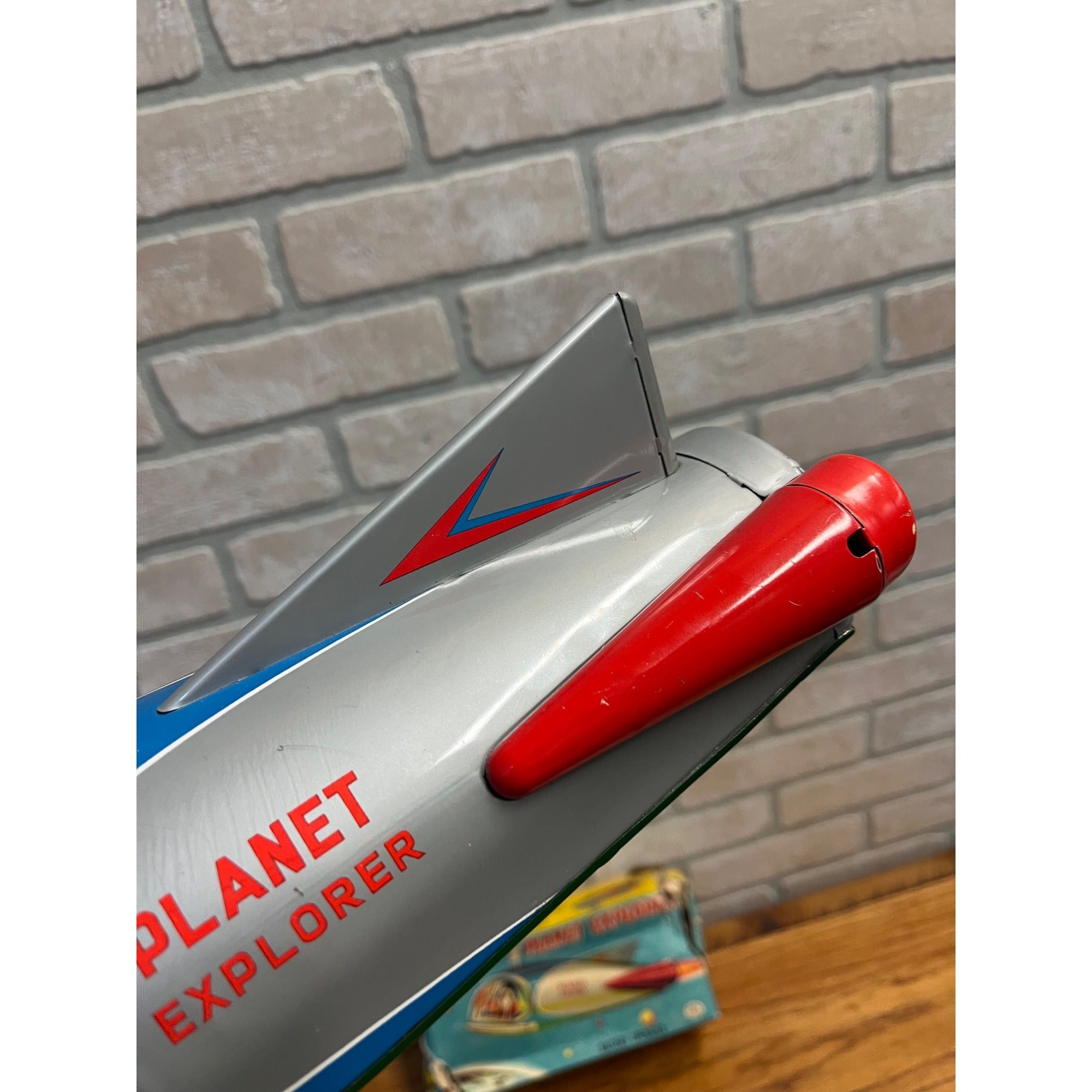 Masudaya MT Modern Toys Japan Tin Battery Op Planet Explorer Space Ship w/ Box