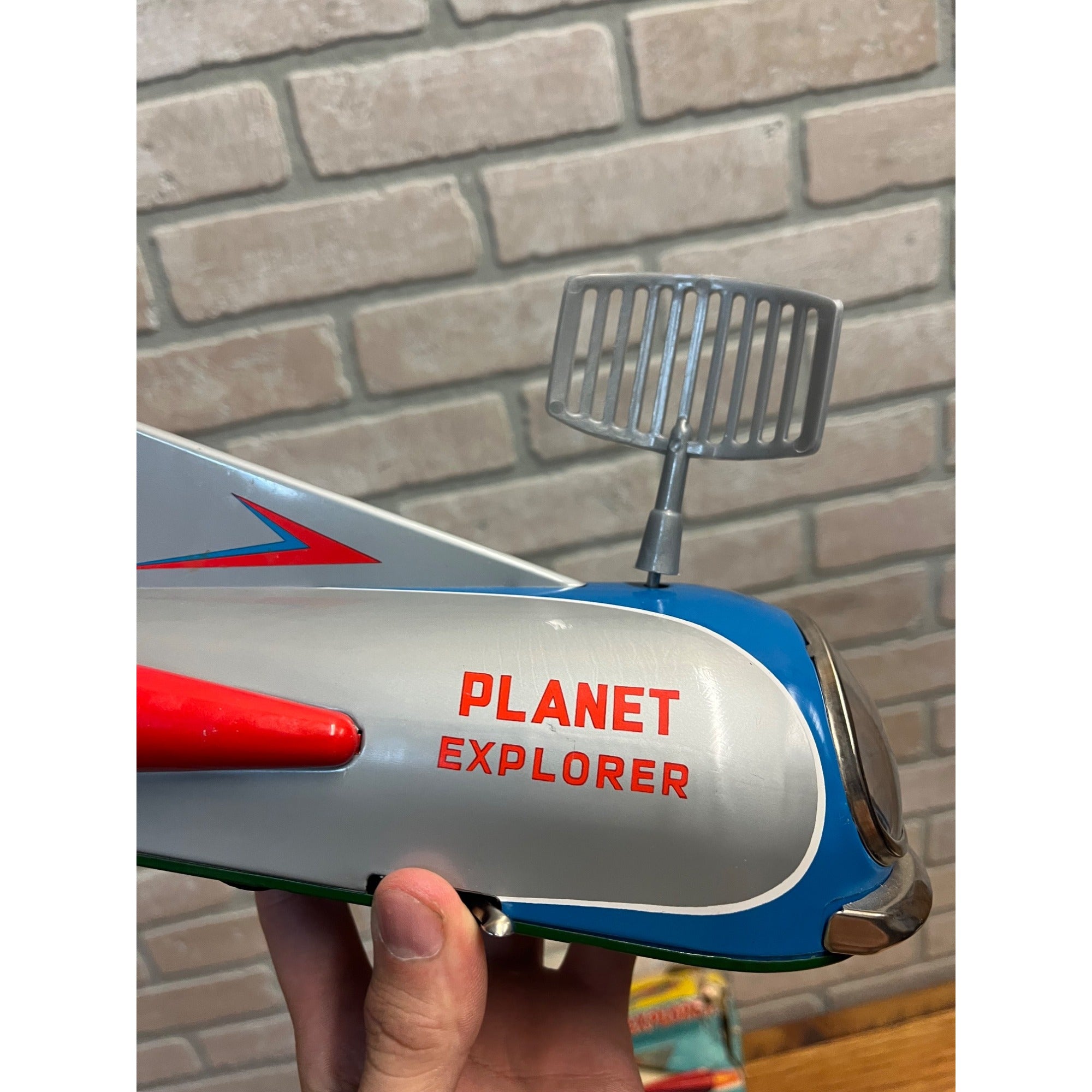 Masudaya MT Modern Toys Japan Tin Battery Op Planet Explorer Space Ship w/ Box