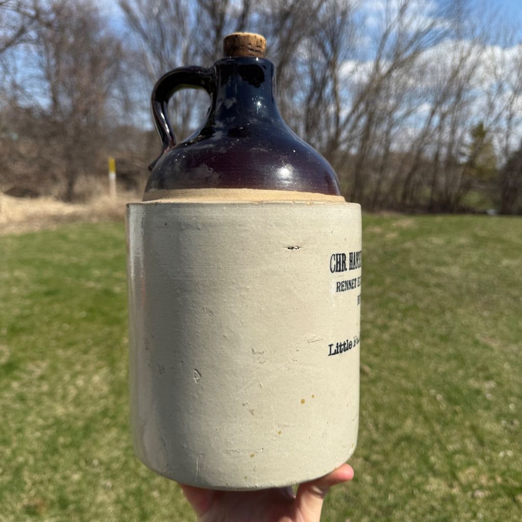 Antique Hansen's Lab Stoneware Crock Jug Cheese Rennet Extract Little Falls NY
