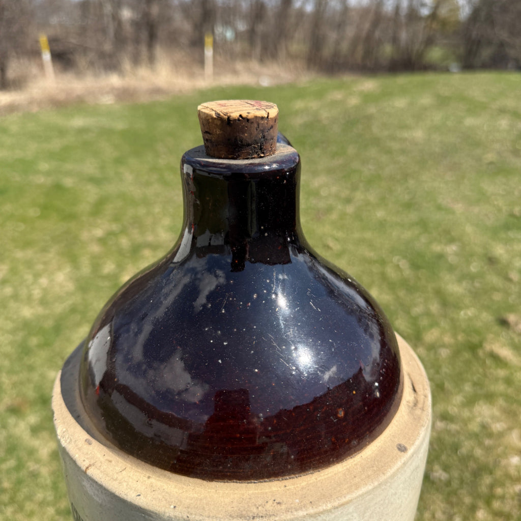 Antique Hansen's Lab Stoneware Crock Jug Cheese Rennet Extract Little Falls NY