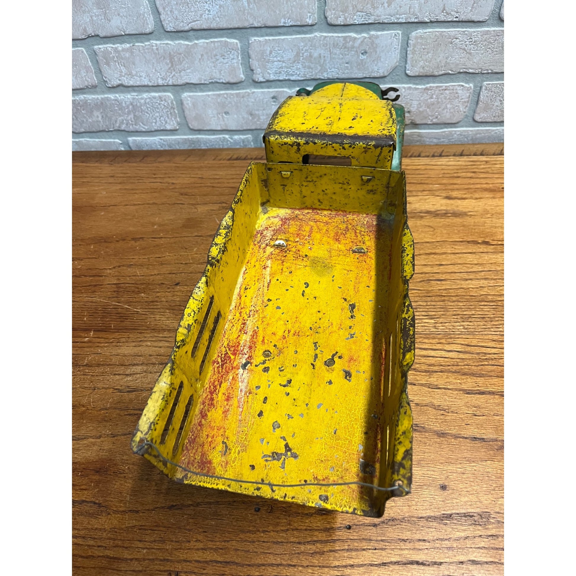 Vintage Buddy L City Dray Pressed Steel Toy Truck 19" Yellow / Green