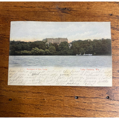 Vintage c1909 Otto Young Residence Lake Geneva Wisconsin Wis Original Postcard WI