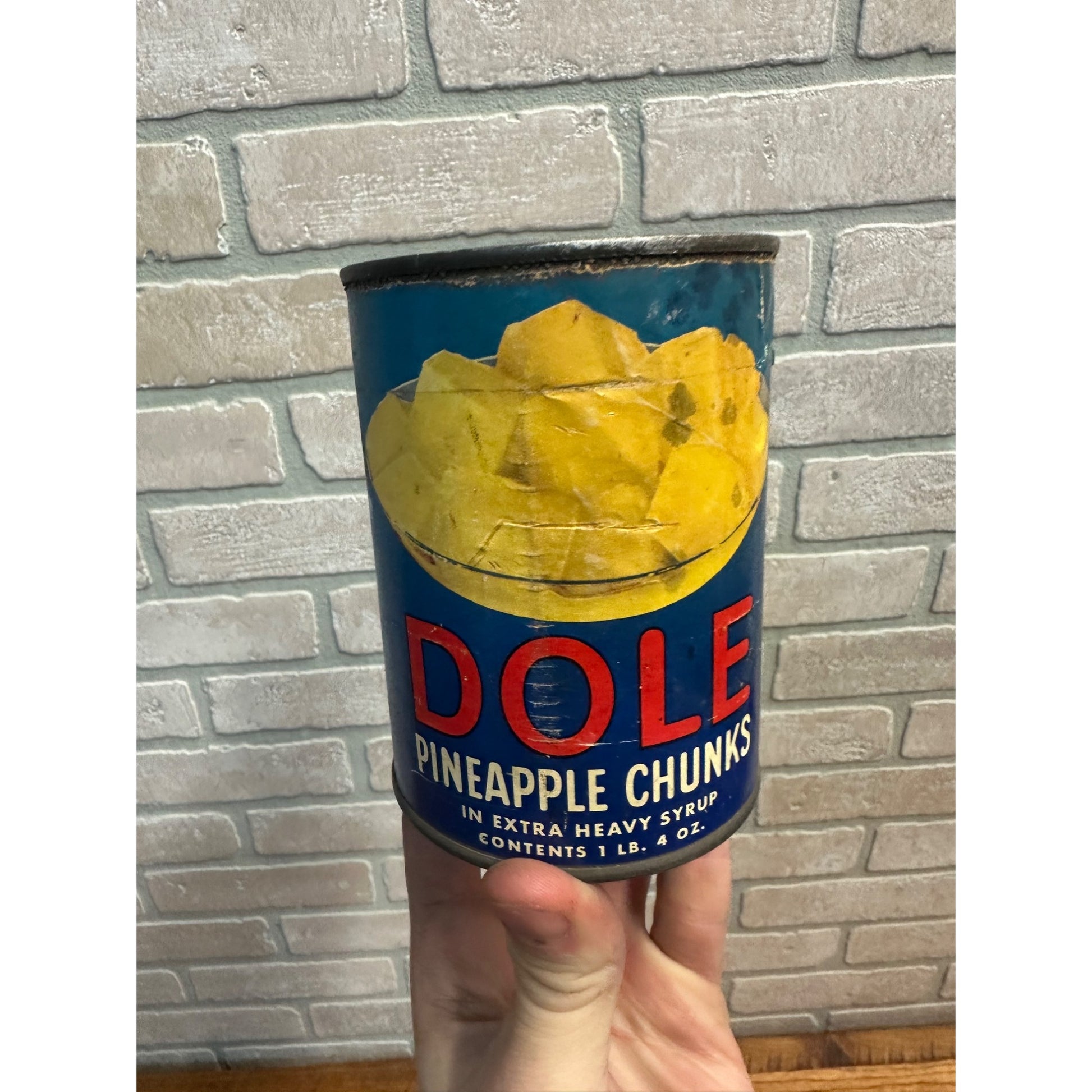 Vintage 1940s Dole Pineapple Chunks Paper Label Tin Can Advertising Kitchen
