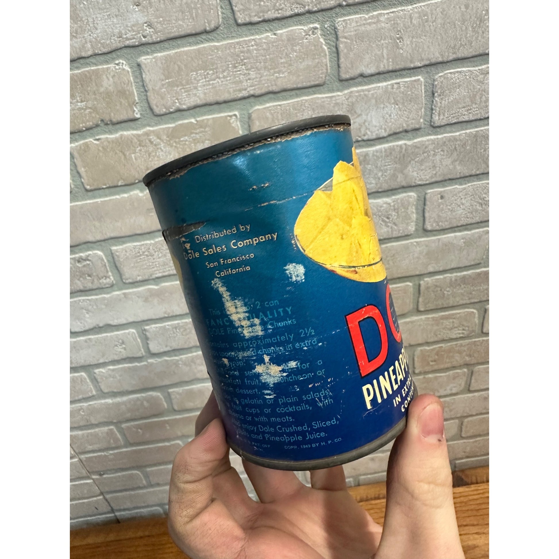 Vintage 1940s Dole Pineapple Chunks Paper Label Tin Can Advertising Kitchen