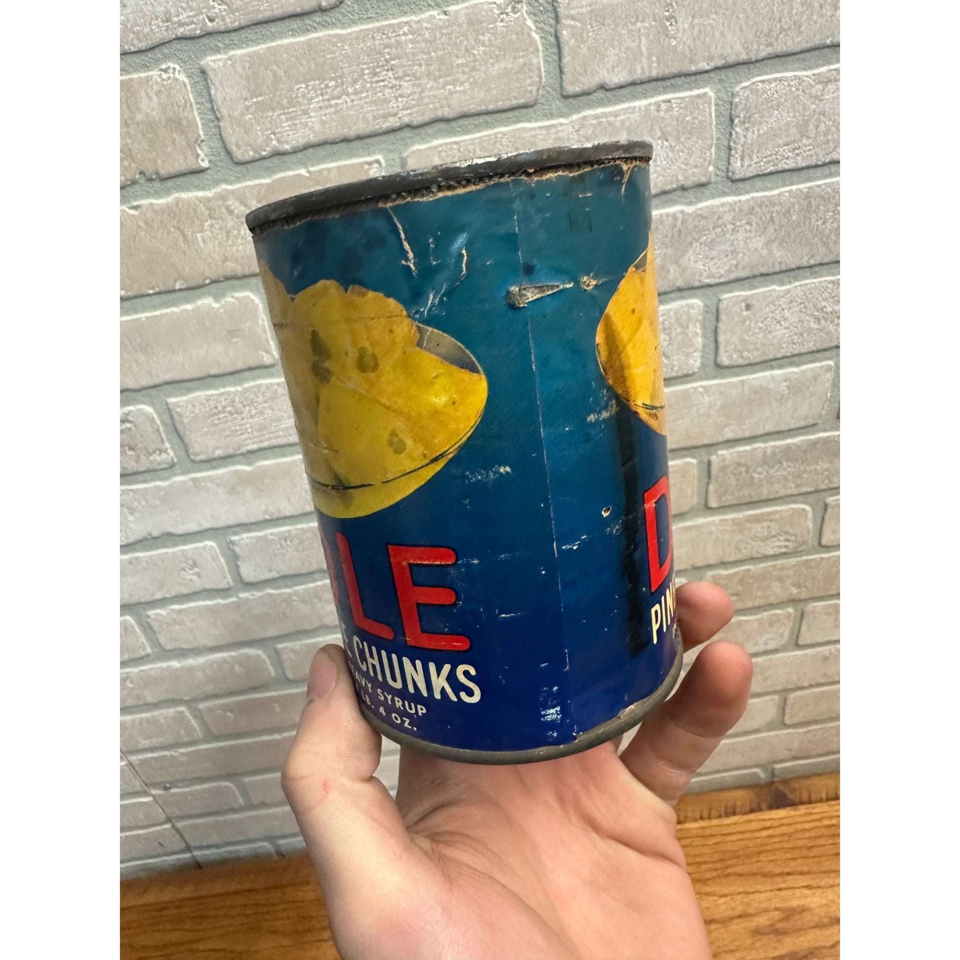 Vintage 1940s Dole Pineapple Chunks Paper Label Tin Can Advertising Kitchen