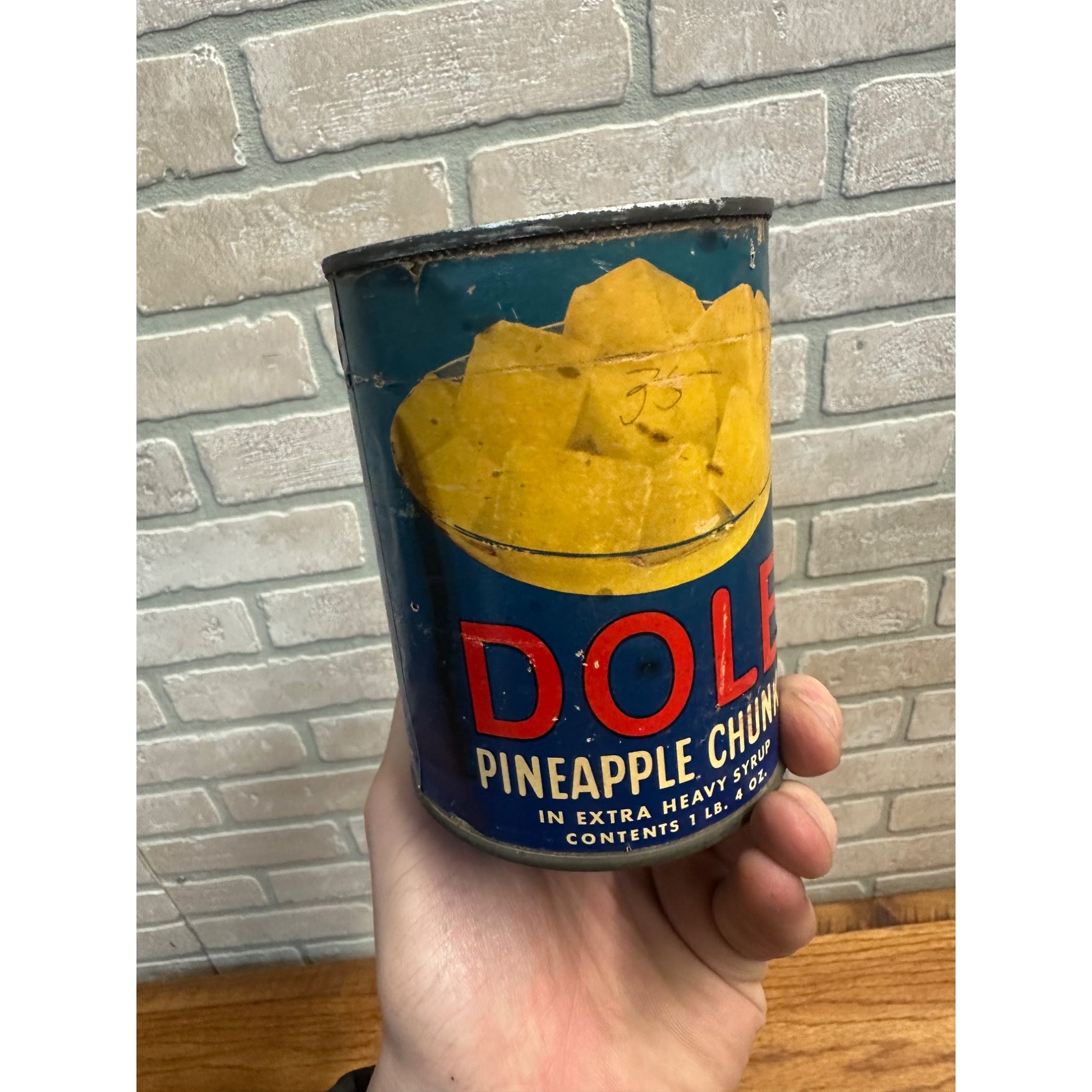 Vintage 1940s Dole Pineapple Chunks Paper Label Tin Can Advertising Kitchen
