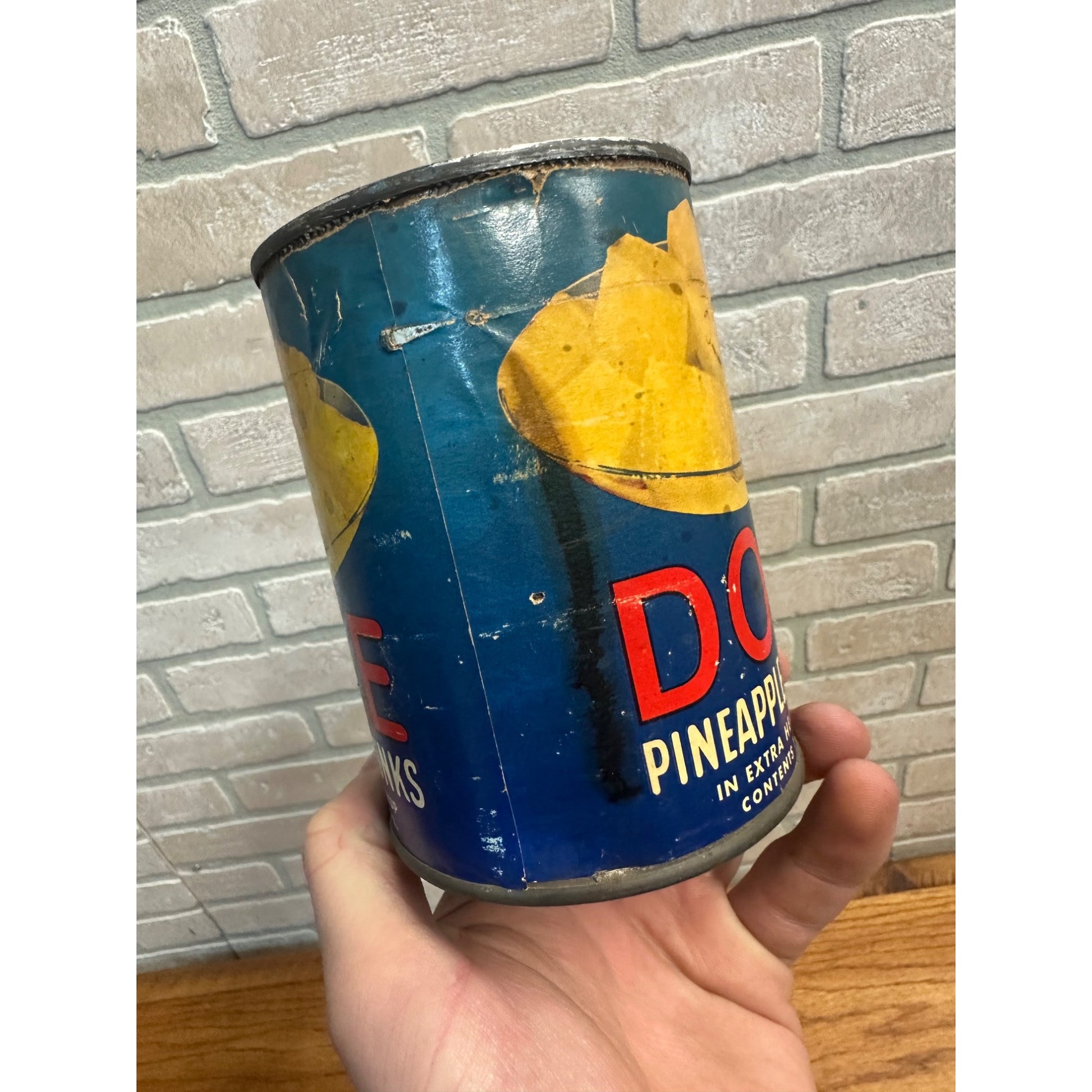 Vintage 1940s Dole Pineapple Chunks Paper Label Tin Can Advertising Kitchen
