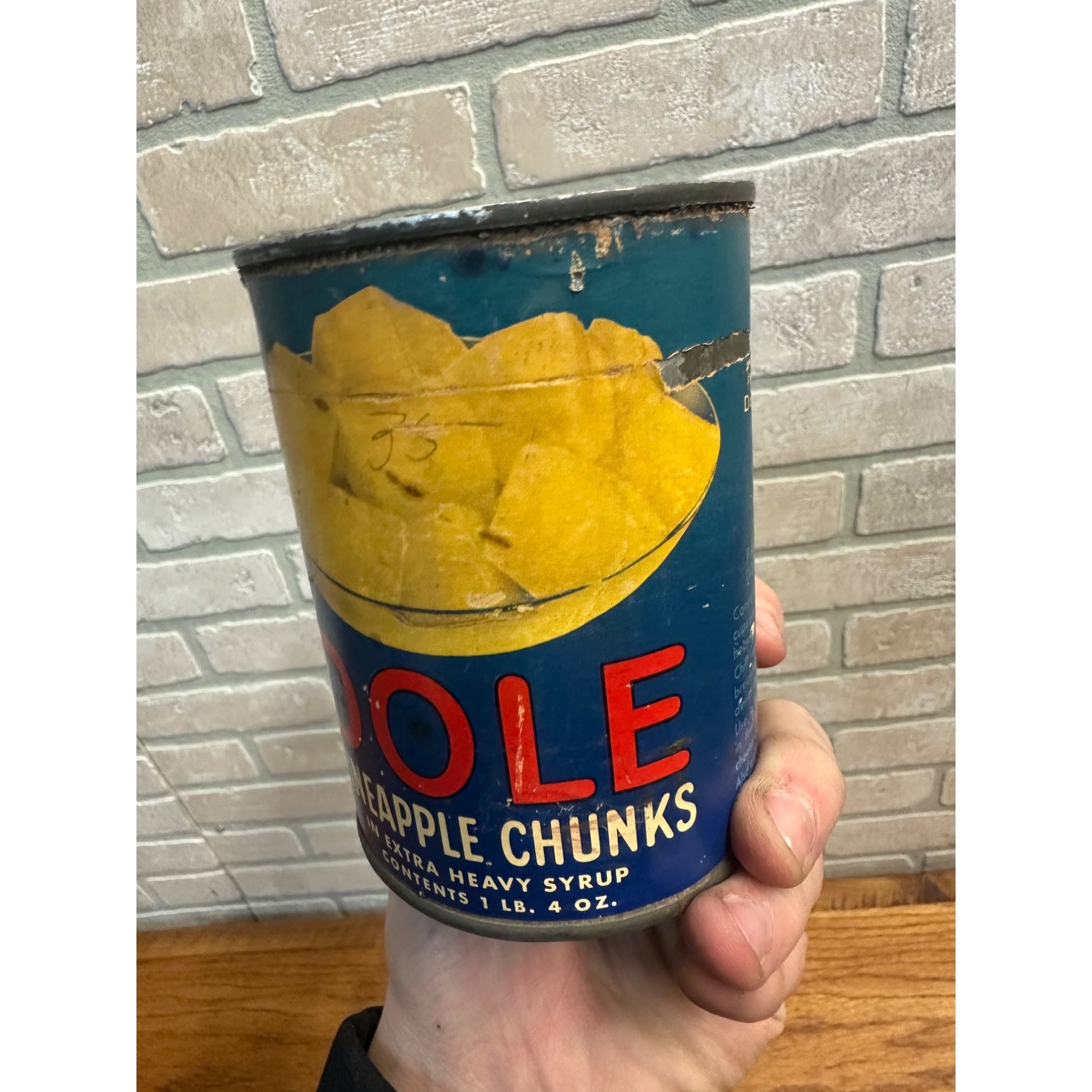 Vintage 1940s Dole Pineapple Chunks Paper Label Tin Can Advertising Kitchen