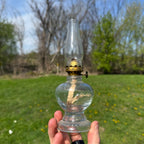 Vintage Antique Handy Miniature Oil Kerosene Night Lamp Embossed w/ Burner