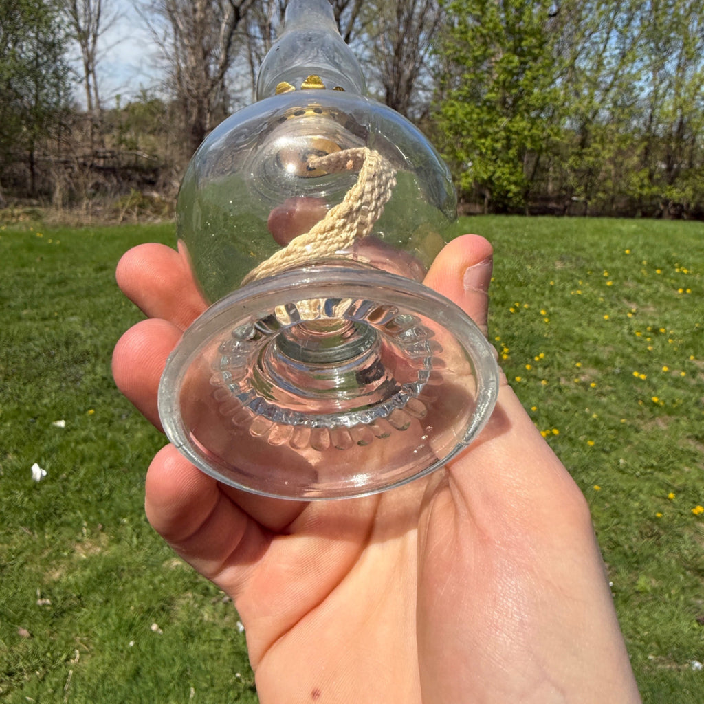 Vintage Antique Handy Miniature Oil Kerosene Night Lamp Embossed w/ Burner