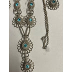 Antique SS Cannetille & Aqua Rhinestone Set ~Necklace ~ Bracelet ~ Earrings