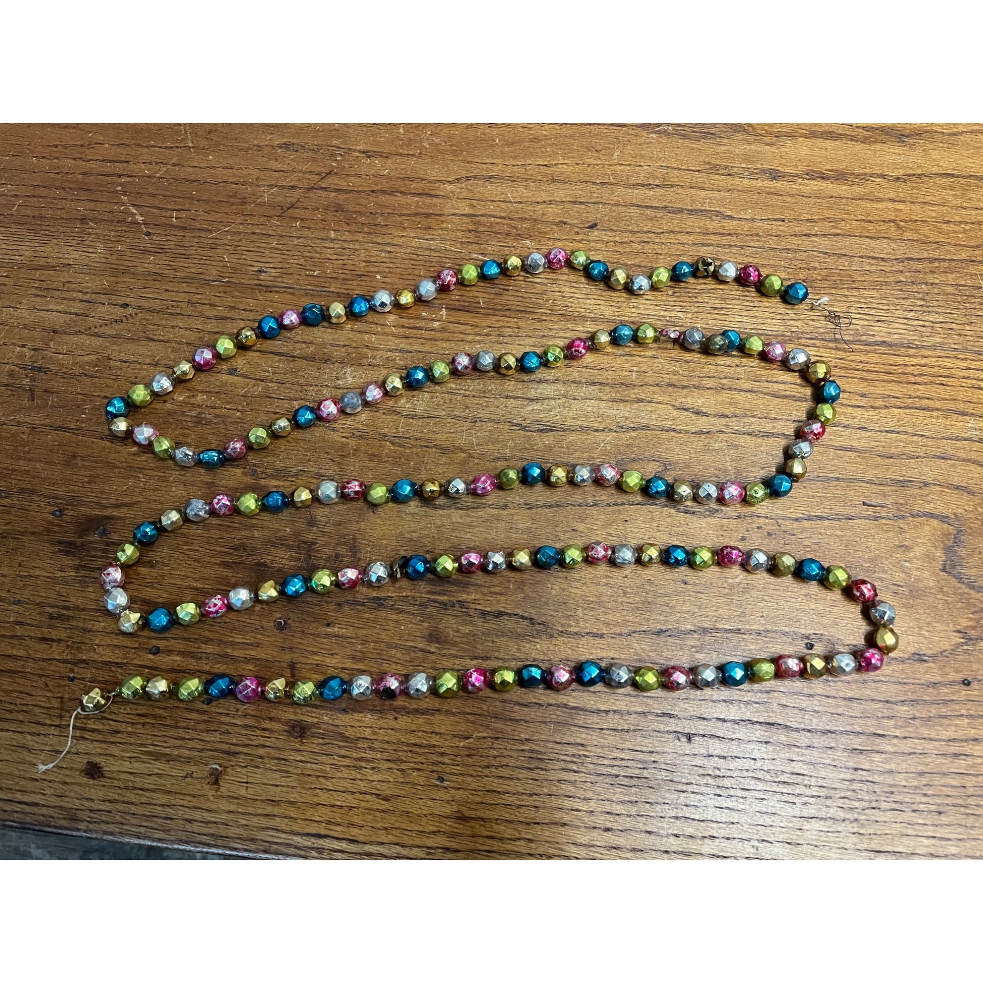 Vintage Christmas Mercury Glass Garland Faceted 79"