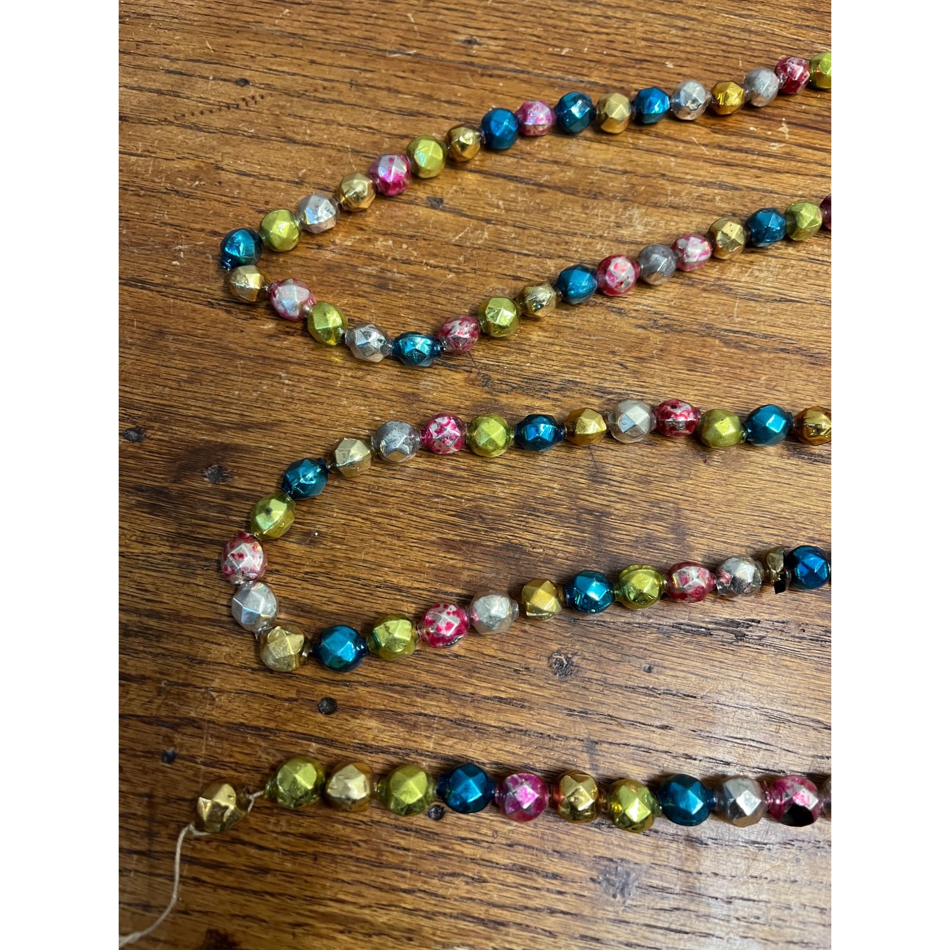 Vintage Christmas Mercury Glass Garland Faceted 79"