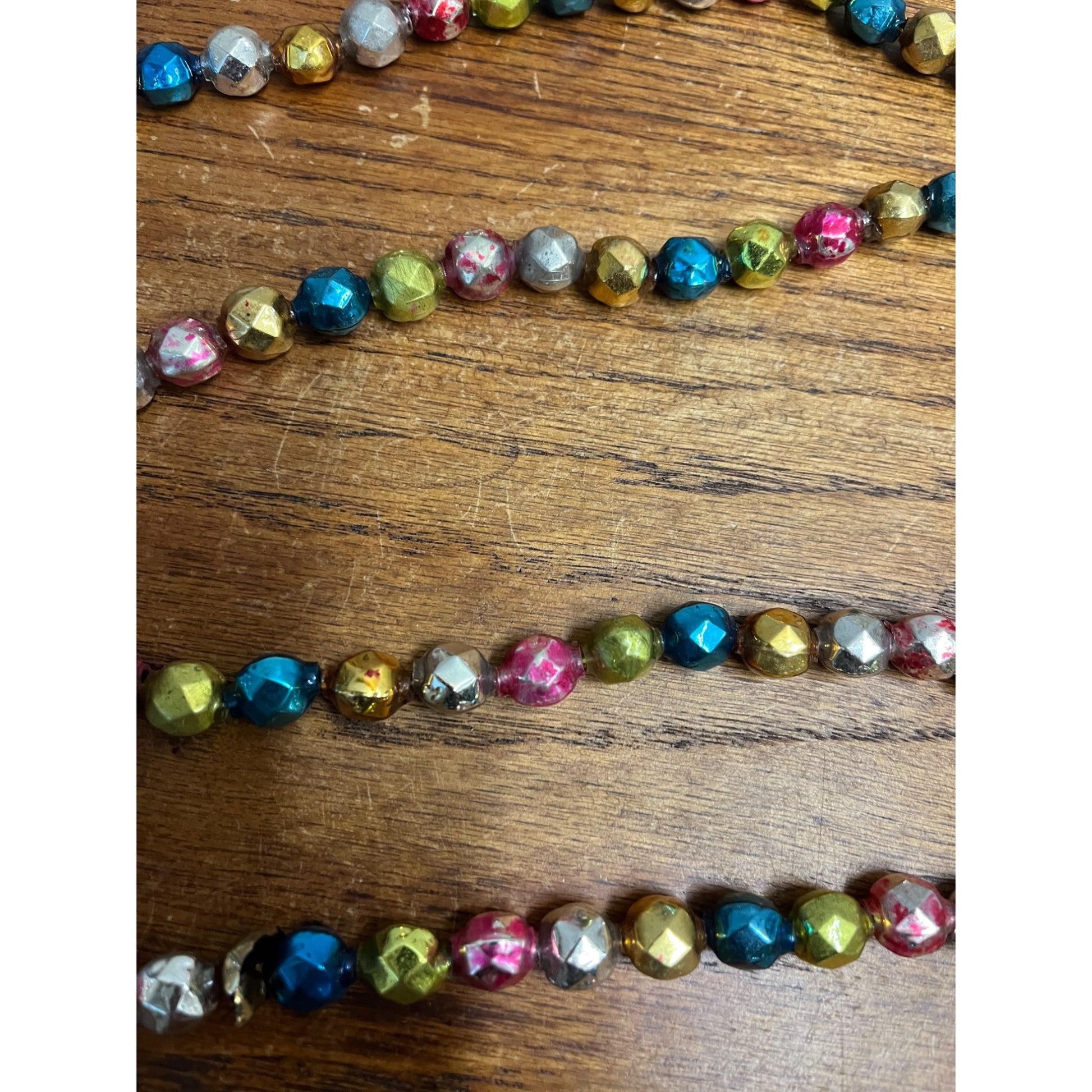 Vintage Christmas Mercury Glass Garland Faceted 79"