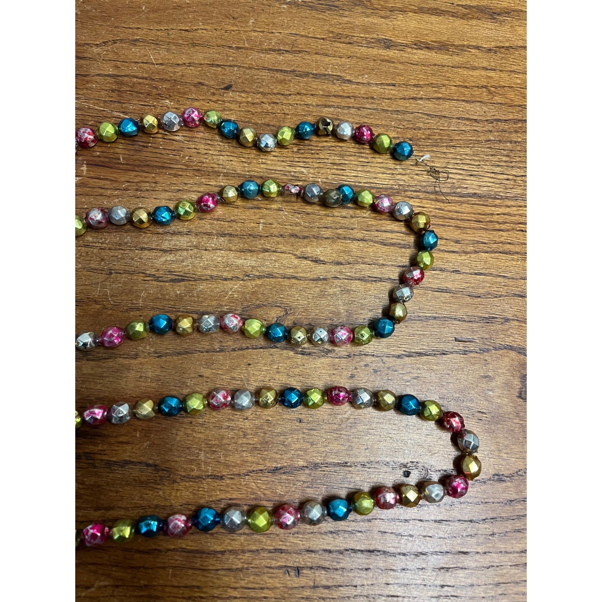 Vintage Christmas Mercury Glass Garland Faceted 79"