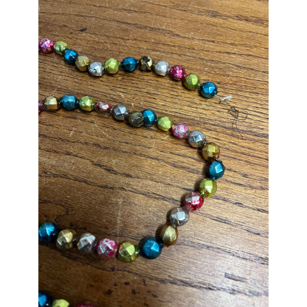 Vintage Christmas Mercury Glass Garland Faceted 79"