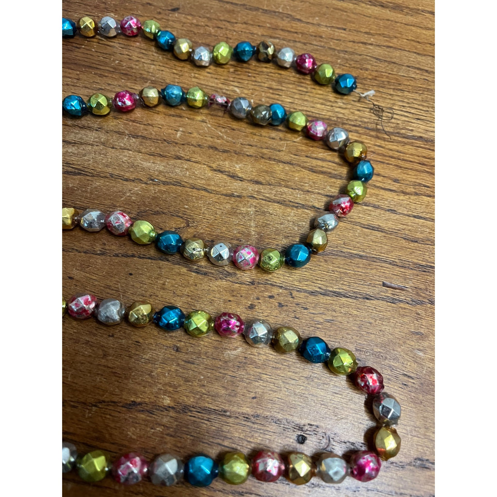 Vintage Christmas Mercury Glass Garland Faceted 79"