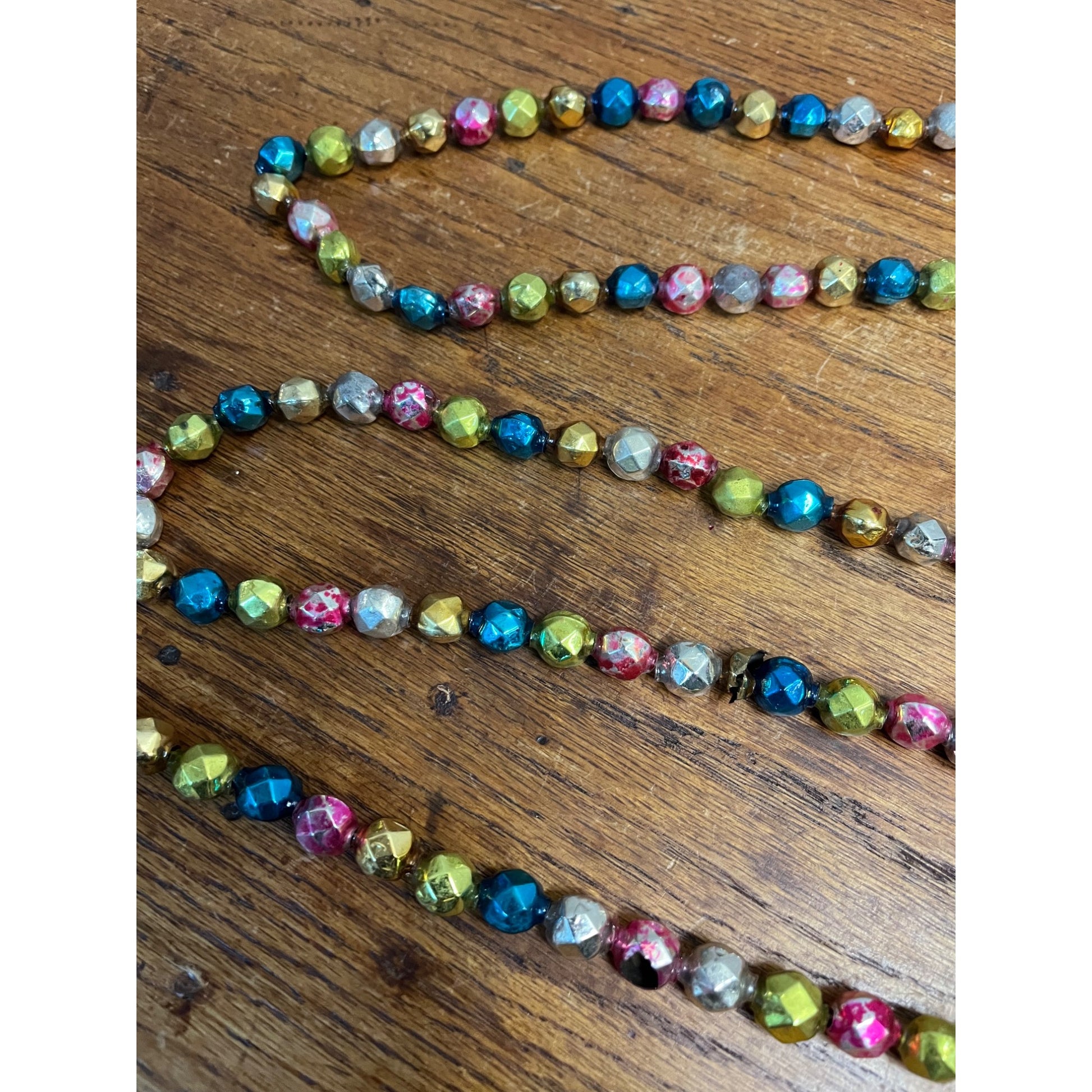 Vintage Christmas Mercury Glass Garland Faceted 79"