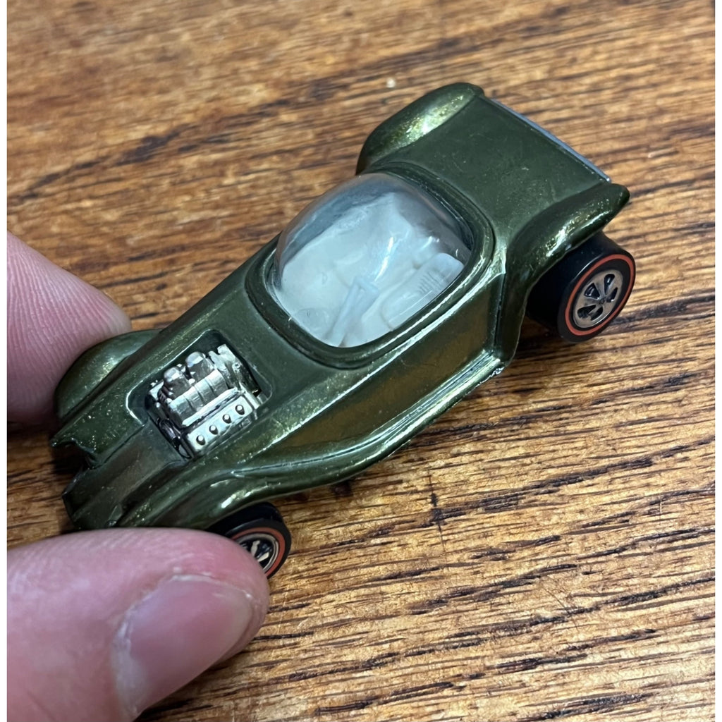 1968 Hot Wheels Redline Beatnik Bandit in Olive w/ White Interior - MINTY