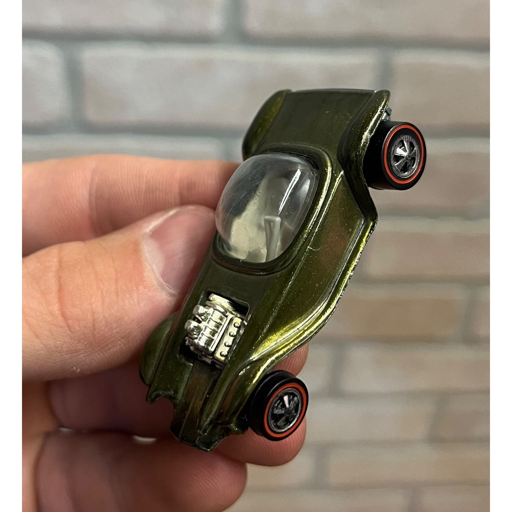 1968 Hot Wheels Redline Beatnik Bandit in Olive w/ White Interior - MINTY