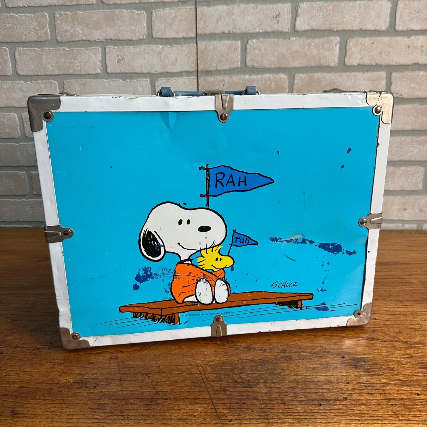 Vintage Blue Snoopy Schulz Suitcase 1958 United Feature Toy