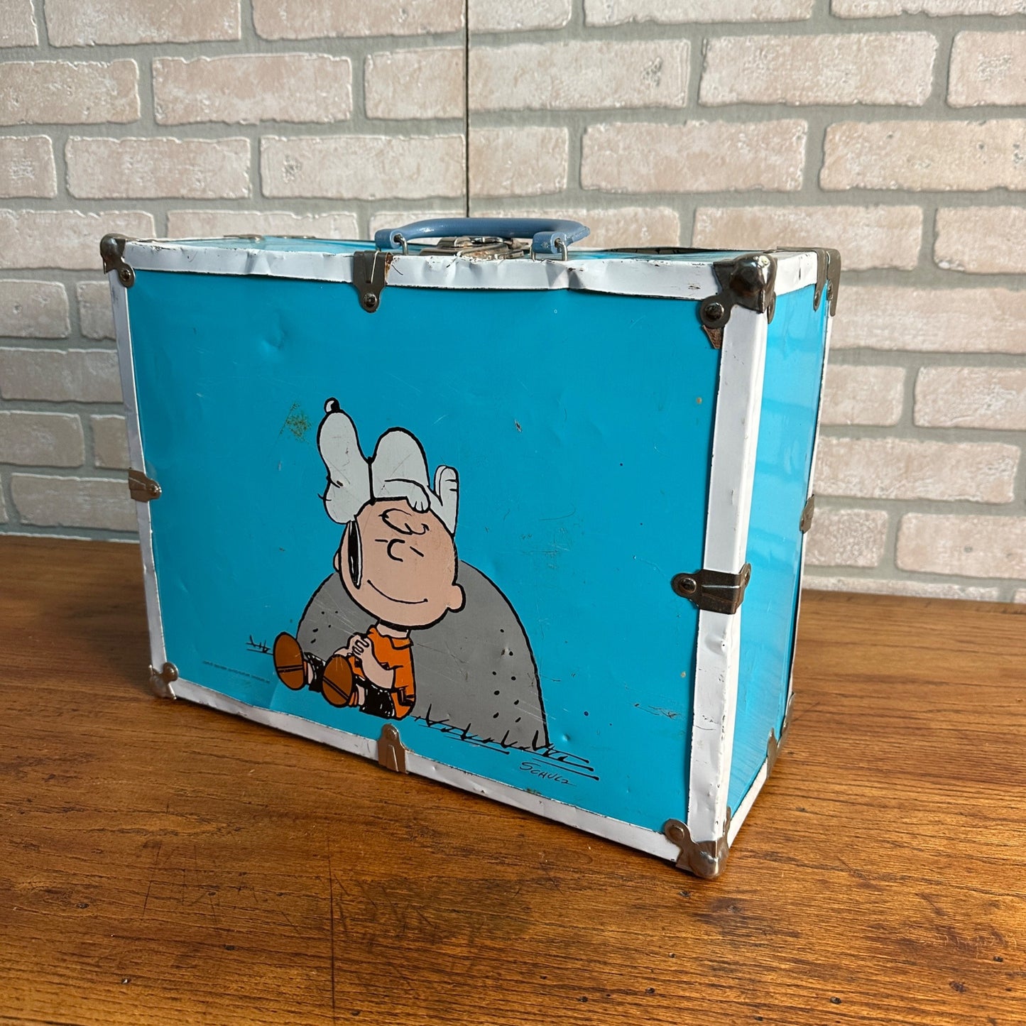 Vintage Blue Snoopy Schulz Suitcase 1958 United Feature Toy