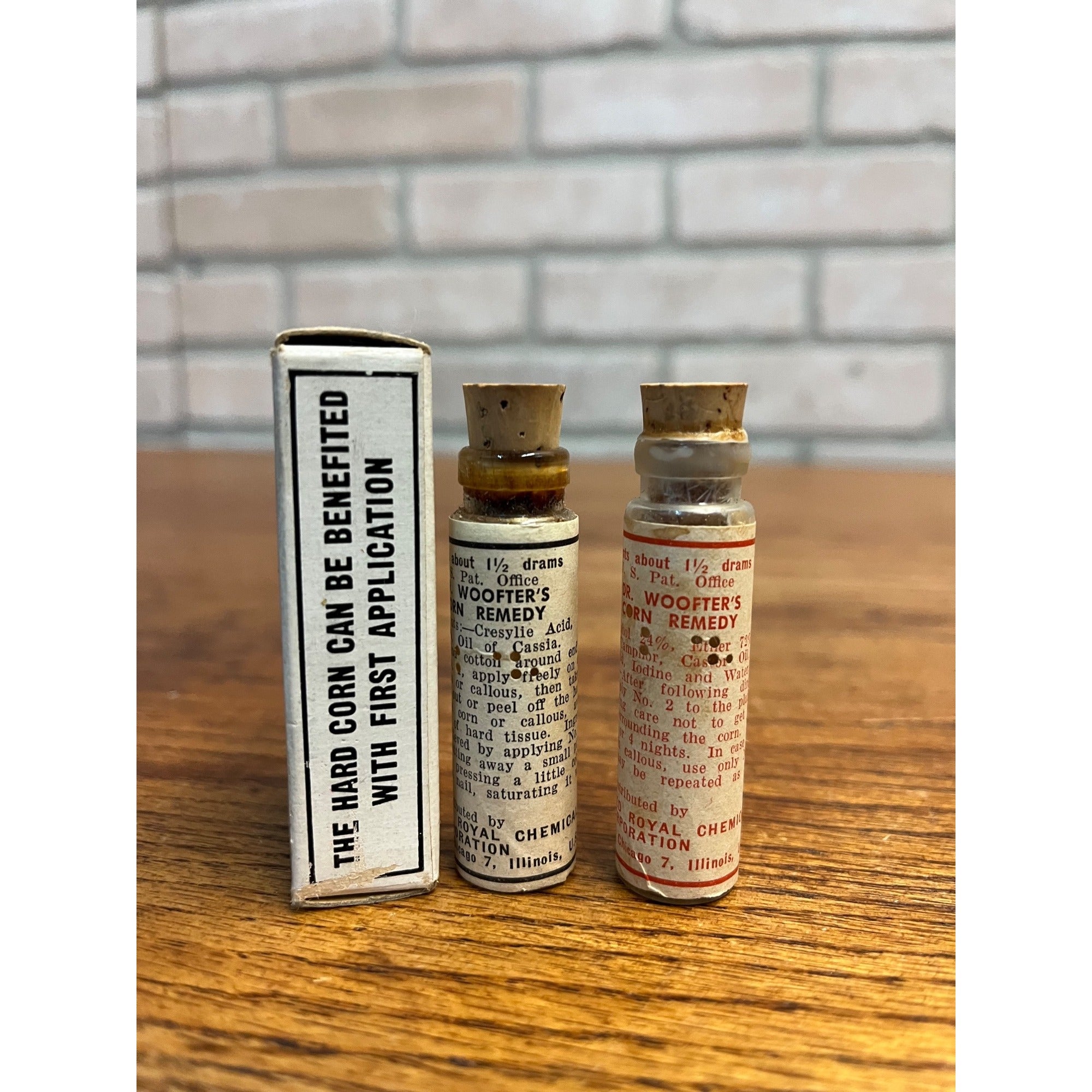 Antique Dr. Woofter's Hard Corn Remedy Quack Medicine Bottle & Box New Old Stock