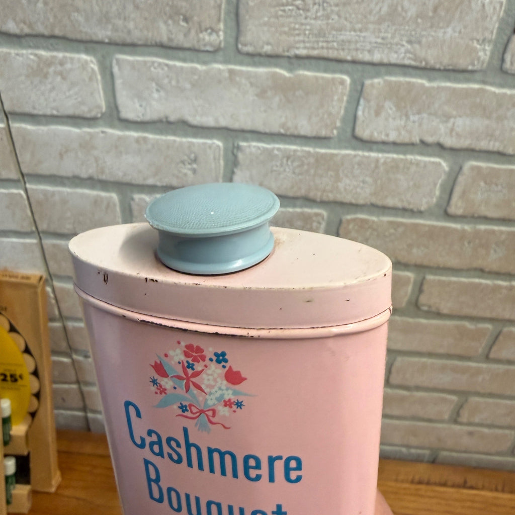 Vintage Cashmere Bouquet Talc Powder Advertising Tin Can Colgate Palmolive Co.