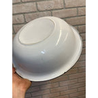 Antique Enamelware White Wash Bowl Blue Rim 13.5" x 3.25"