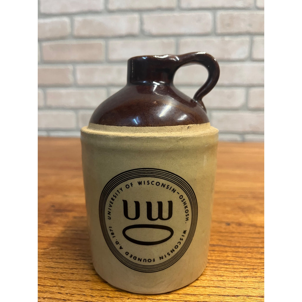 Vintage University of Wisconsin Oshkosh College Stoneware Jug