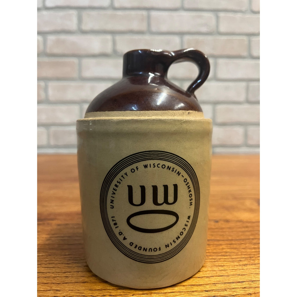 Vintage University of Wisconsin Oshkosh College Stoneware Jug