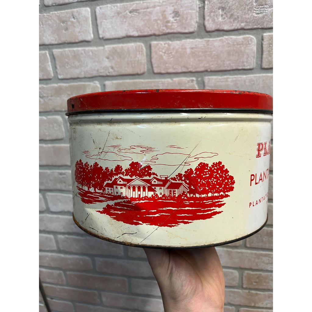 Vintage Plantation Chocolate Co Red And White Tin 10lb Size Chocolate Danties
