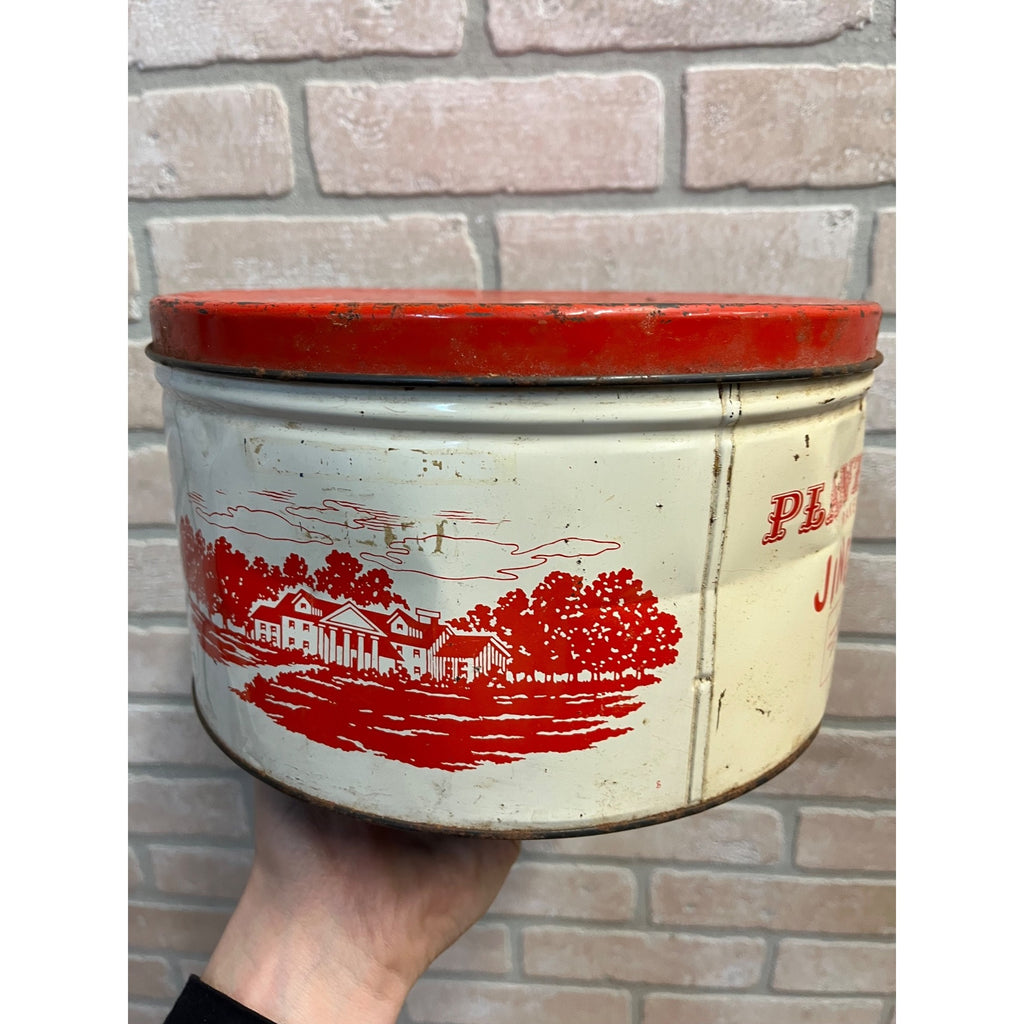 Vintage Plantation Chocolate Co Red And White Tin 10lb Size Chocolate Danties