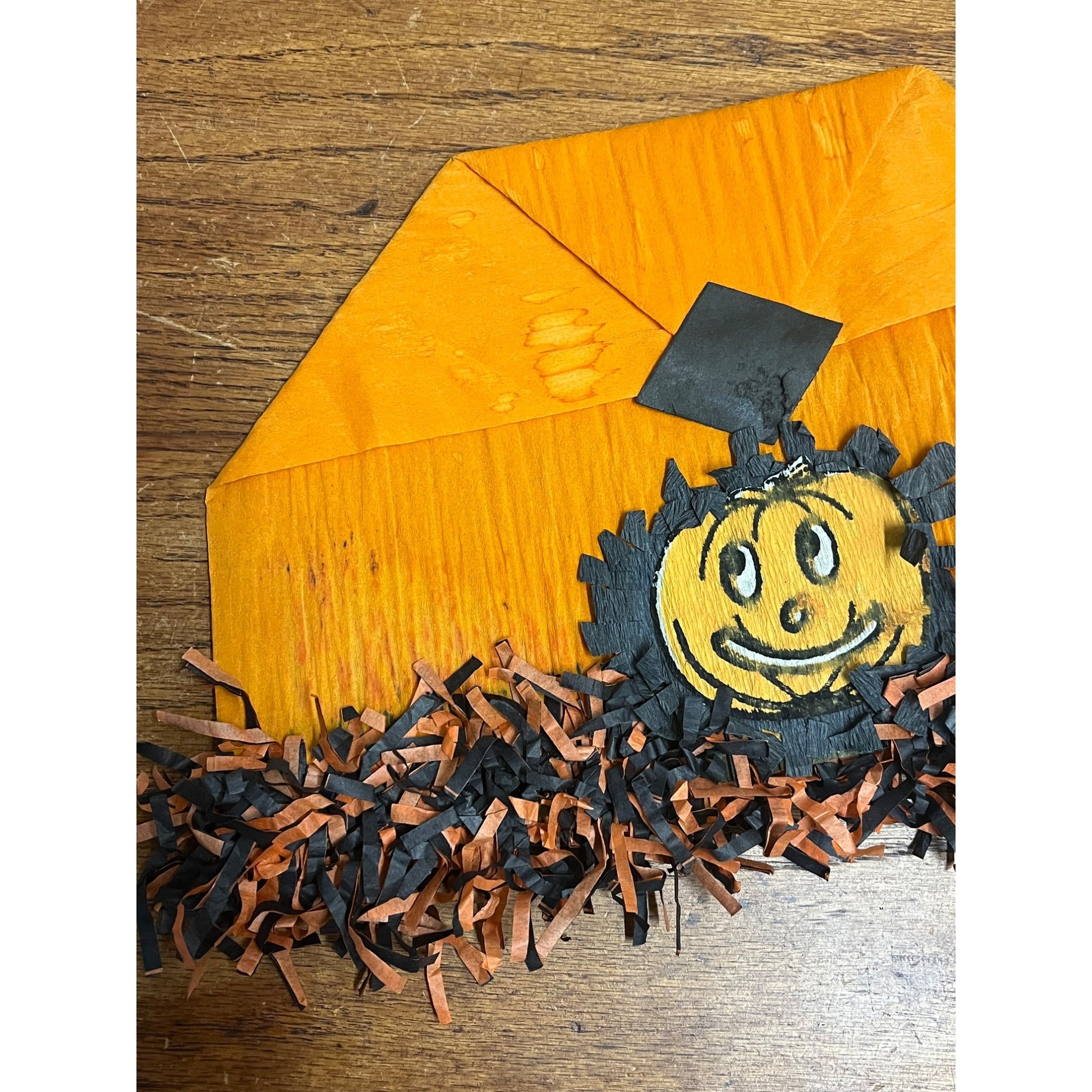 Vintage 1930s Halloween Party Costume Hat Crepe Tissue Paper JOL Jack o' Lantern