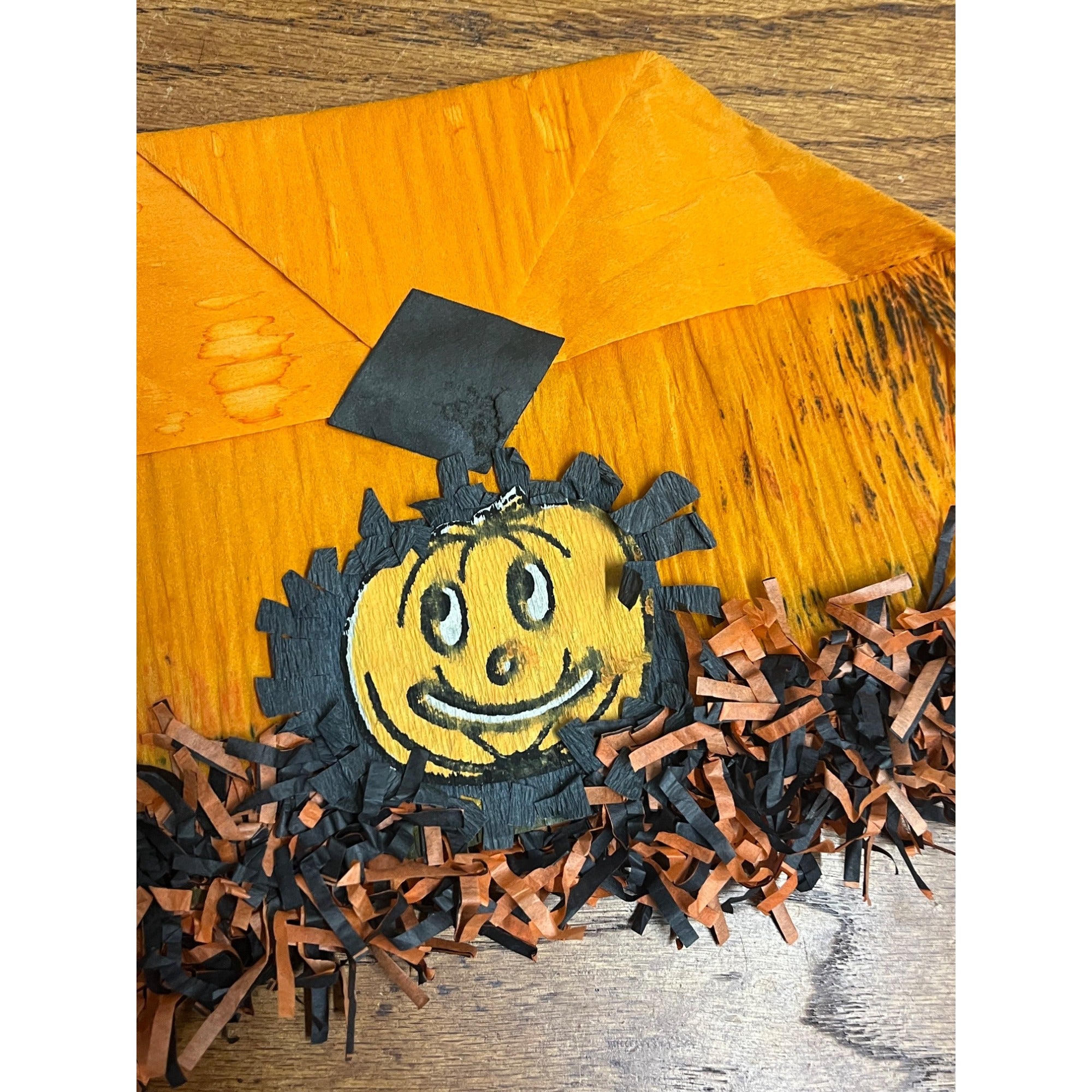 Vintage 1930s Halloween Party Costume Hat Crepe Tissue Paper JOL Jack o' Lantern