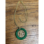 Vintage Natural Jadeite Chinese Fu Good Fortune Pendant Necklace Blessing Jade