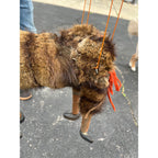 Vintage Folk Art Donkey Marionette Puppet Paper Mache Wood Fur Theater Toy Prop