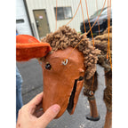 Vintage Folk Art Donkey Marionette Puppet Paper Mache Wood Fur Theater Toy Prop