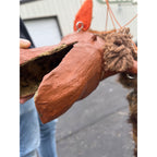 Vintage Folk Art Donkey Marionette Puppet Paper Mache Wood Fur Theater Toy Prop